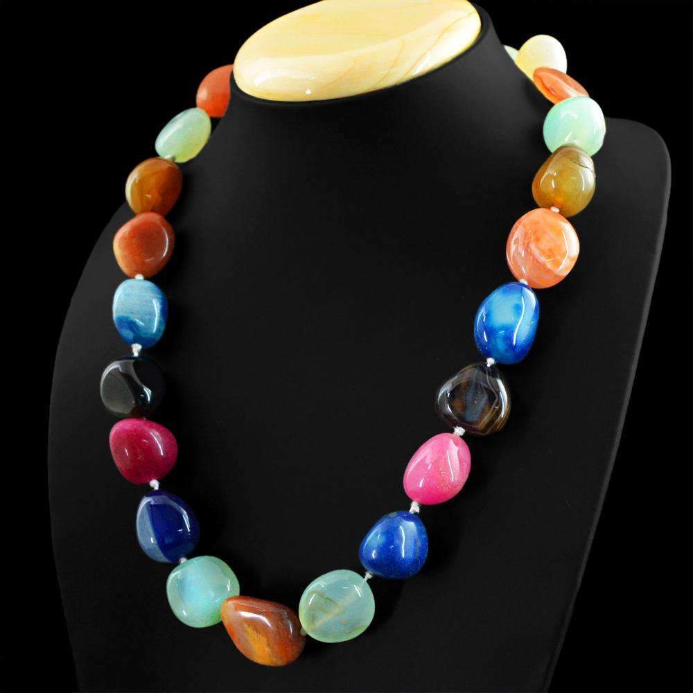 gemsmore:Multicolor Multi Gemstone Necklace Natural Single Strand Untreated Beads