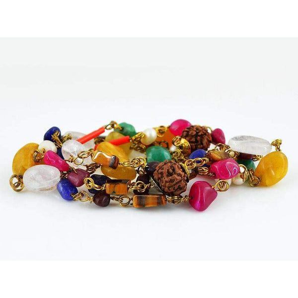 gemsmore:Multicolor Multi Gemstone Necklace Natural Untreated Beads
