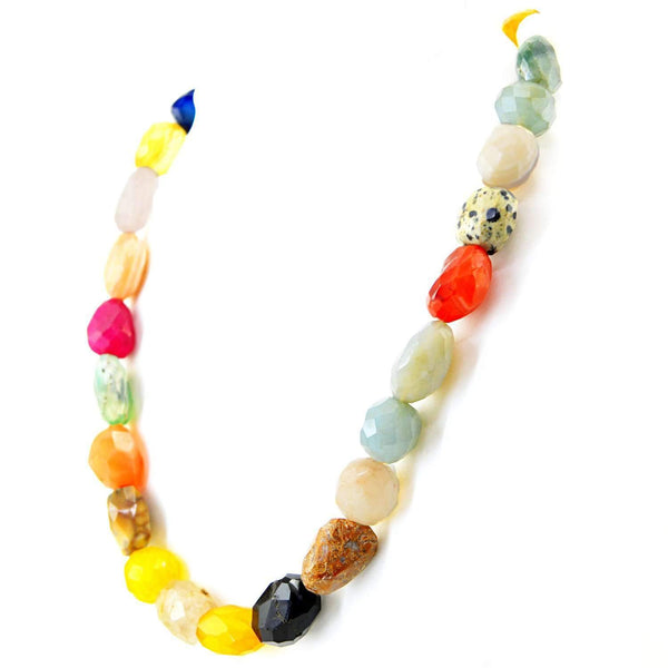 gemsmore:Multicolor Multi Gemstone Necklace Natural Untreated Faceted Beads
