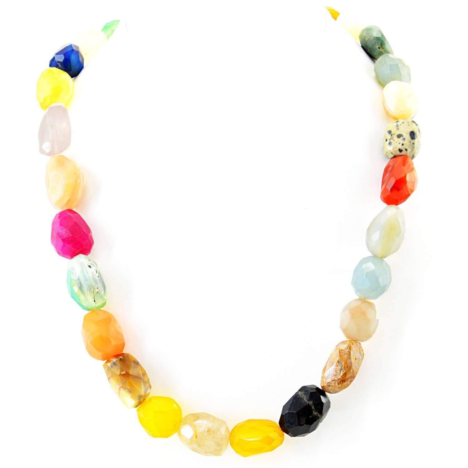 gemsmore:Multicolor Multi Gemstone Necklace Natural Untreated Faceted Beads