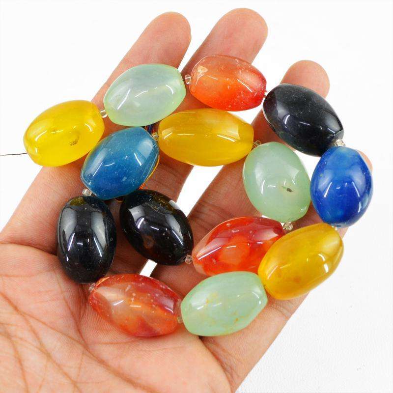 gemsmore:Multicolor Onyx Drilled Beads Strand - Natural Untreated