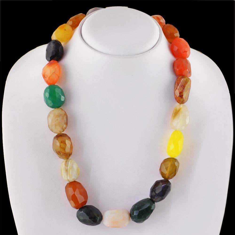 gemsmore:Multicolor Onyx Necklace Natural Faceted 20 Inches Long Untreated Beads