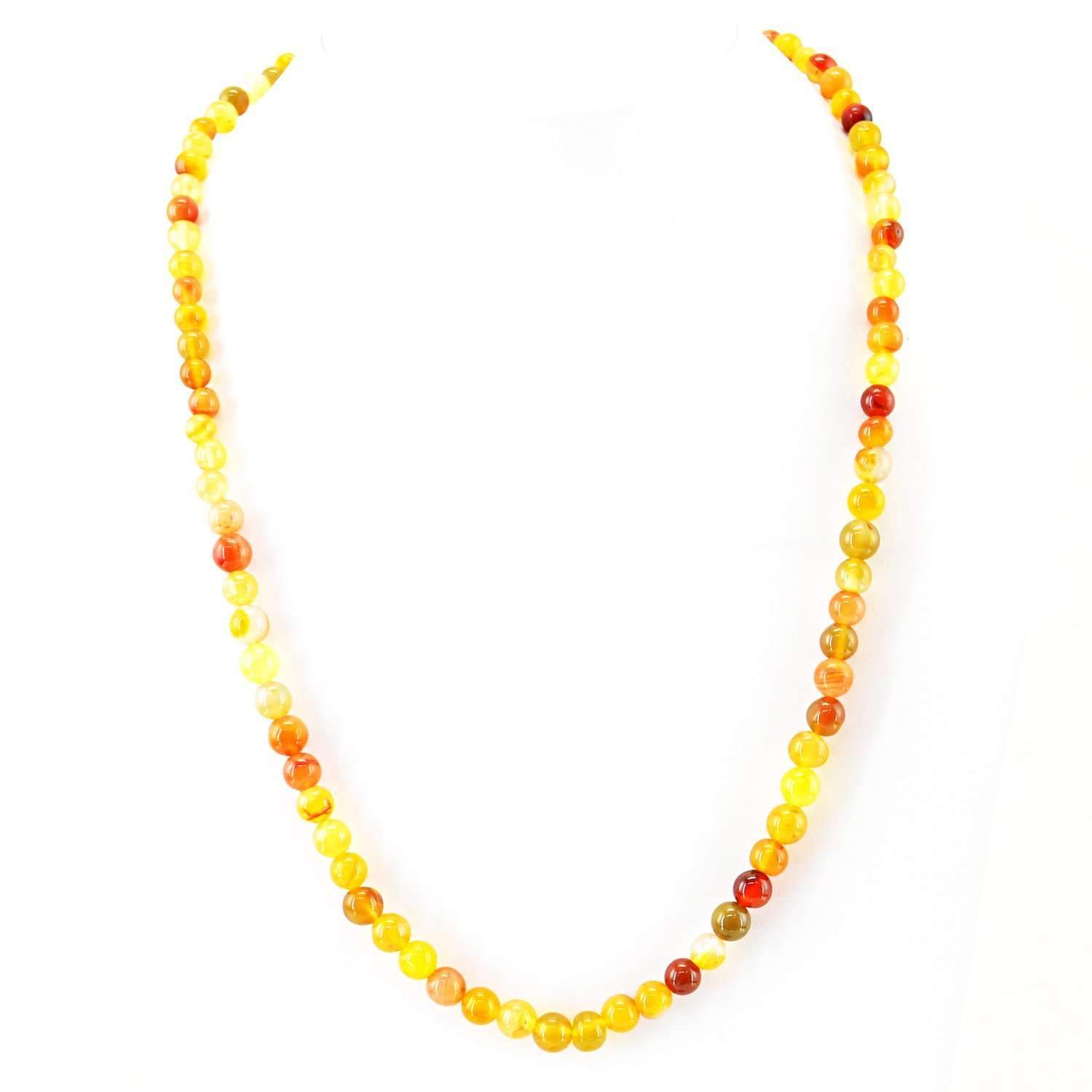 gemsmore:Multicolor Onyx Necklace Single Strand Natural Round Beads