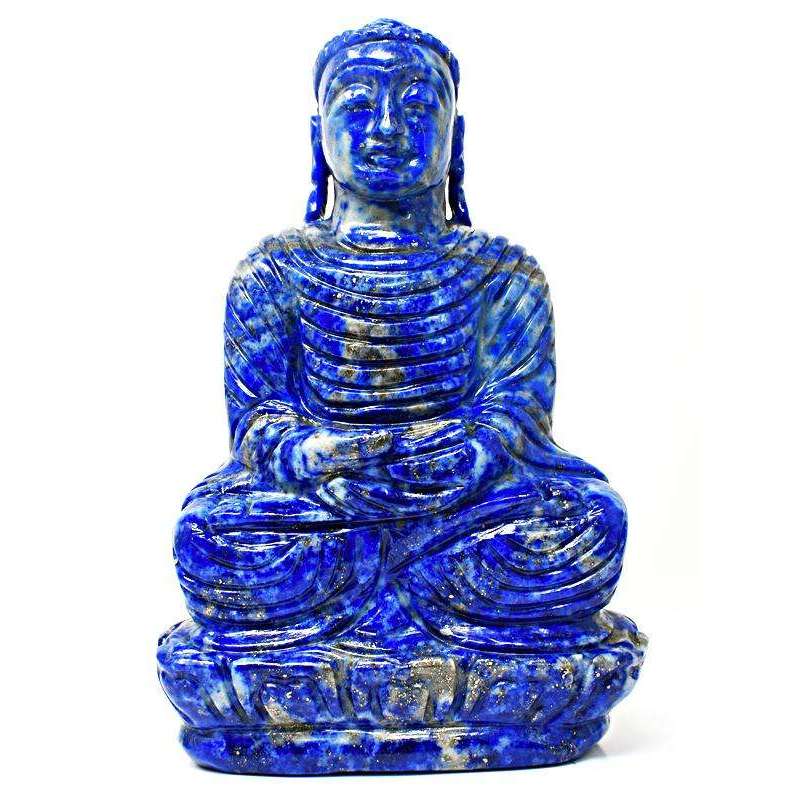 gemsmore:Museum Size Blue Lapis Lazuli Carved Buddha Idol