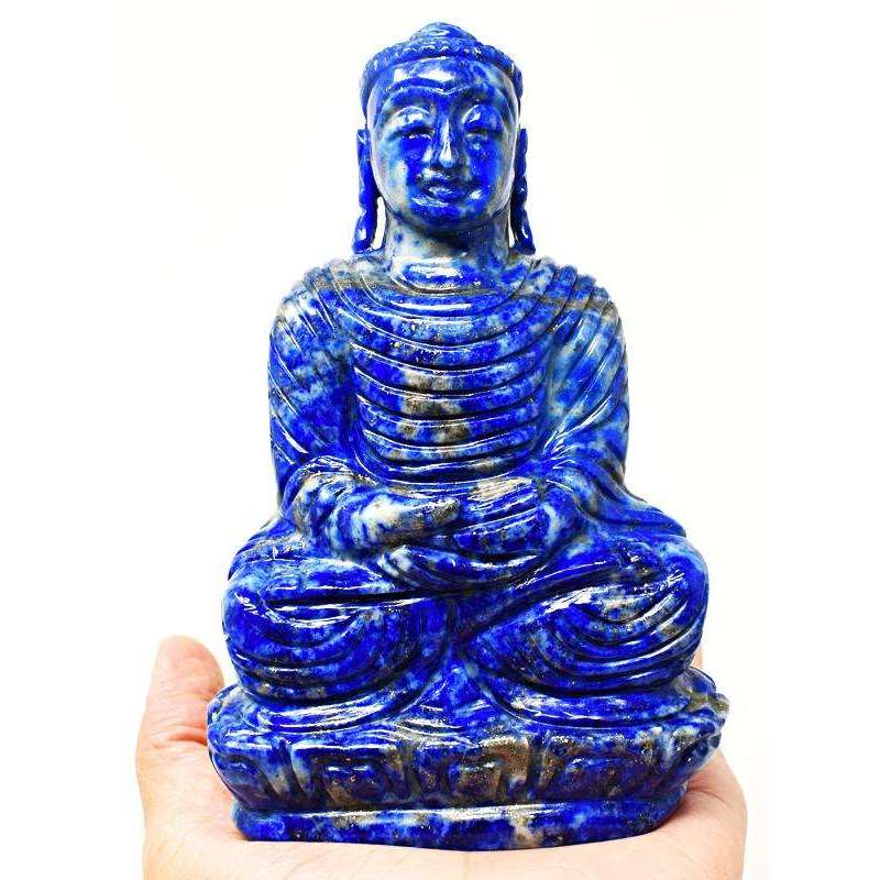gemsmore:Museum Size Blue Lapis Lazuli Carved Buddha Idol