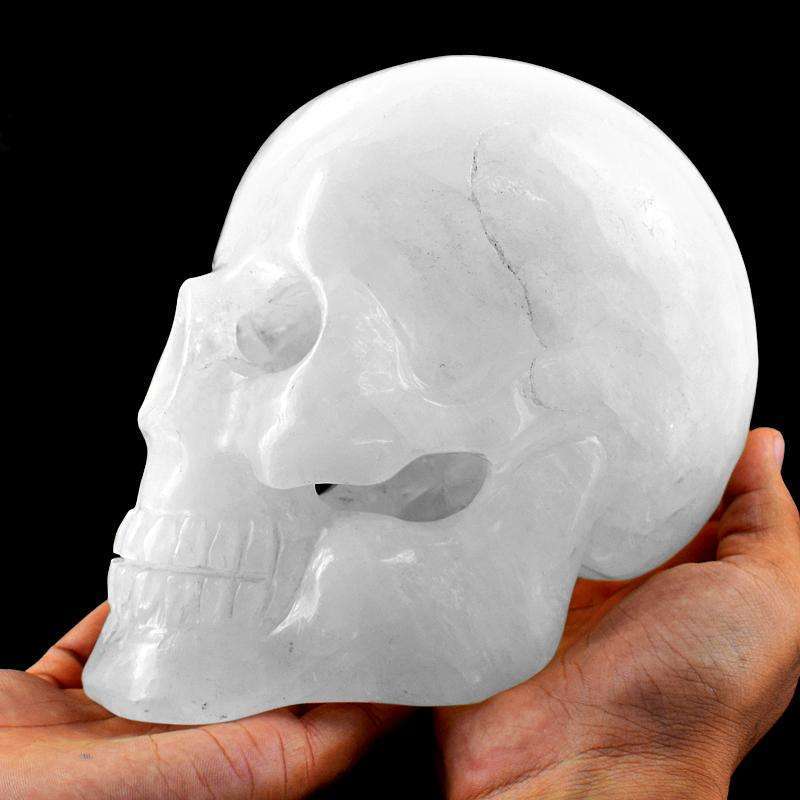 gemsmore:Museum Size Exclusive Hand Carved White Quartz  Skull Gemstone