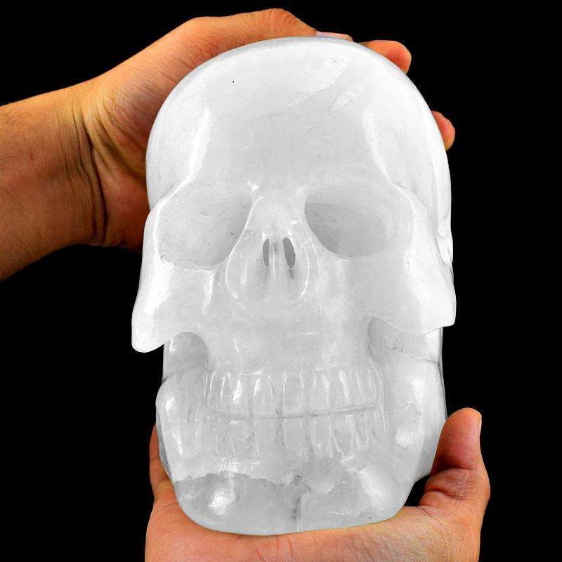 gemsmore:Museum Size Exclusive Hand Carved White Quartz  Skull Gemstone
