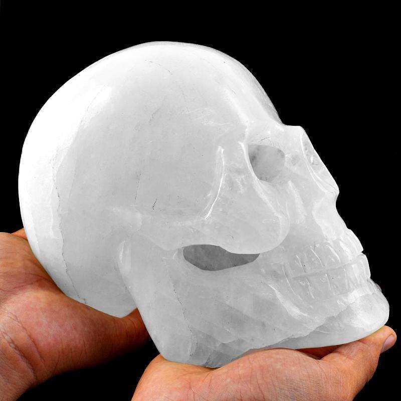 gemsmore:Museum Size Exclusive Hand Carved White Quartz  Skull Gemstone