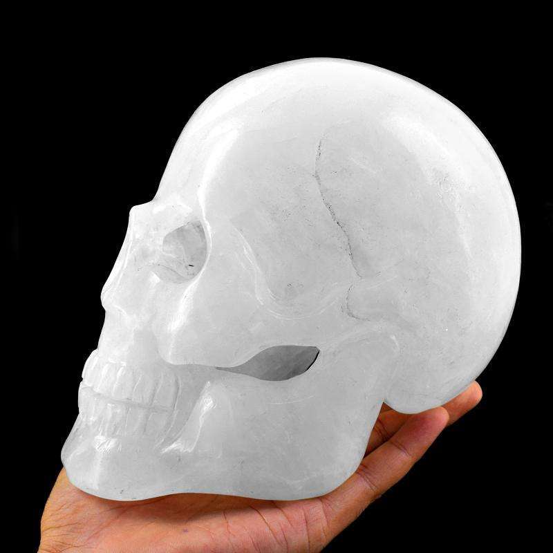 gemsmore:Museum Size Exclusive Hand Carved White Quartz  Skull Gemstone