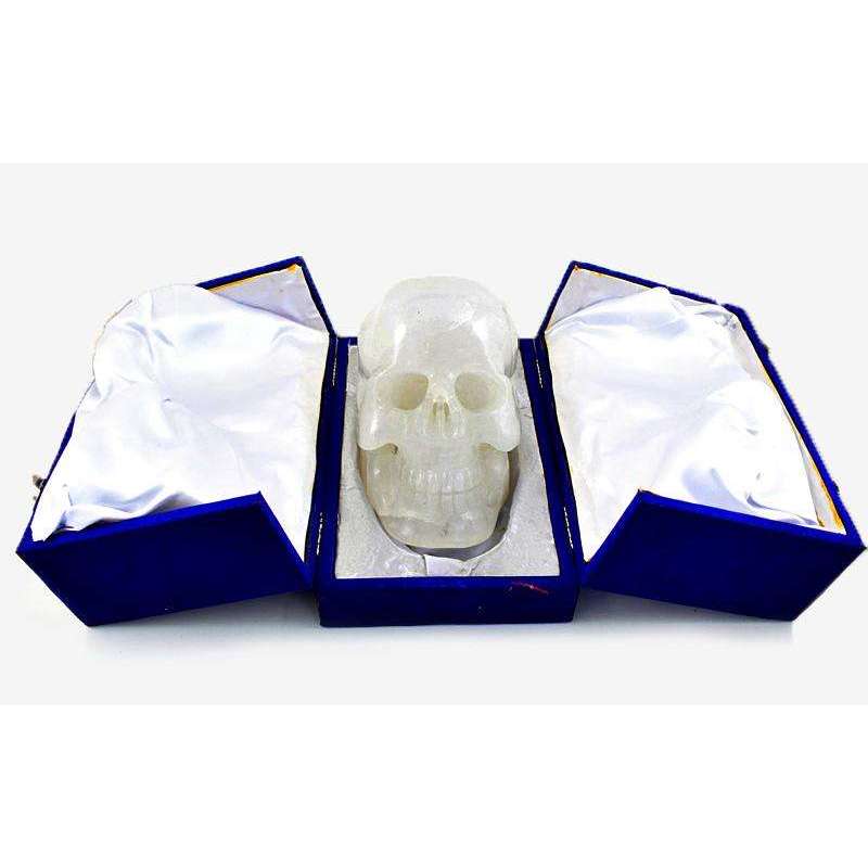 gemsmore:Museum Size Exclusive Hand Carved White Quartz  Skull Gemstone