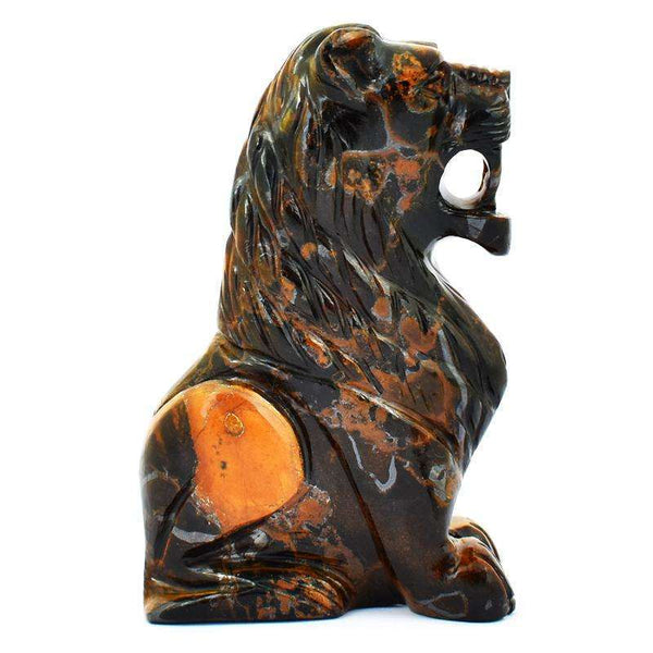 gemsmore:Museum Size Golden Tiger Eye Carved Lion