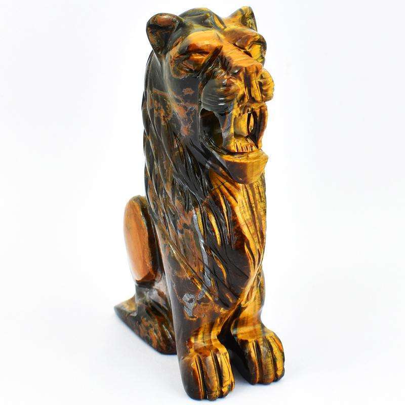 gemsmore:Museum Size Golden Tiger Eye Carved Lion
