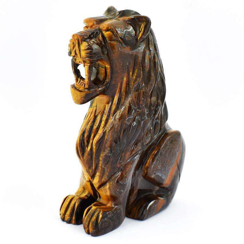 gemsmore:Museum Size Golden Tiger Eye Carved Lion