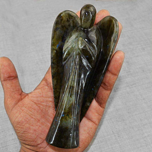 gemsmore:Museum Size Labradorite Hand Carved Reiki Healing Angel