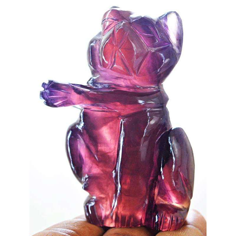 gemsmore:Museum Size Purple Fluorite Hand Carved Cat