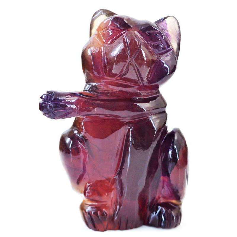 gemsmore:Museum Size Purple Fluorite Hand Carved Cat