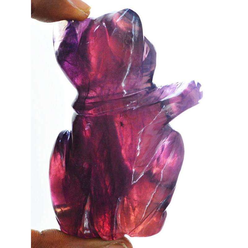 gemsmore:Museum Size Purple Fluorite Hand Carved Cat