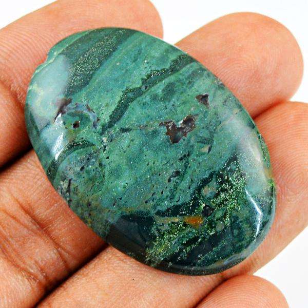 gemsmore:Natura Oval Shape Forest Green Jasper Untreated Loose Gemstone