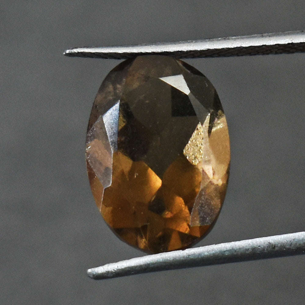 gemsmore:Natural 10 Carats  Genuine Smoky Quartz Faceted  Gemstone