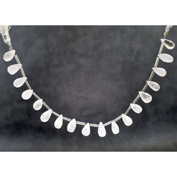 gemsmore:Natural 102 Carats Genuine White Quartz Faceted Beads Strand Of 10"