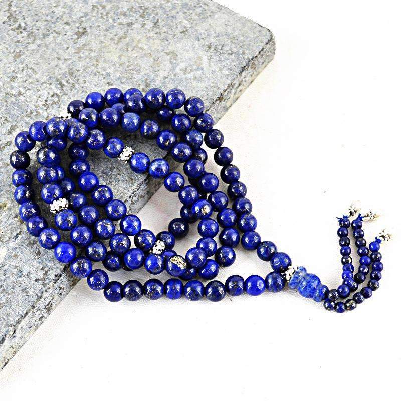 Natural Stone Tumble Necklace With Earrings, Lapiz Lazuli