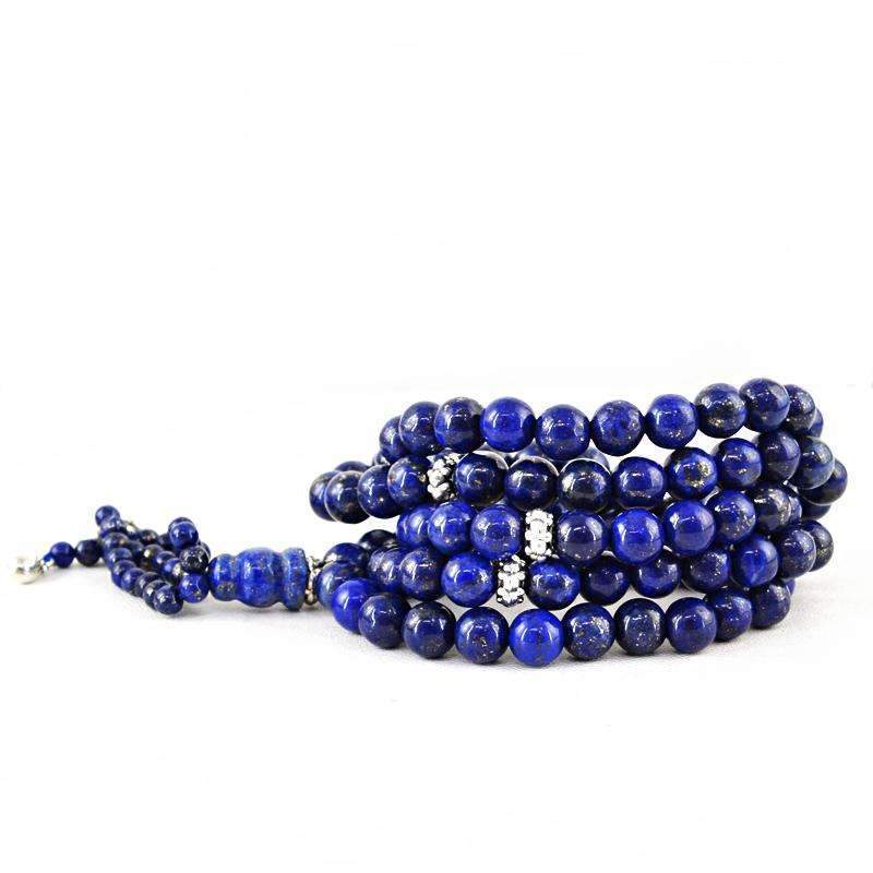 gemsmore:Natural 108 Beads Necklace Blue Lapis Lazuli Prayer Mala - Best Quality