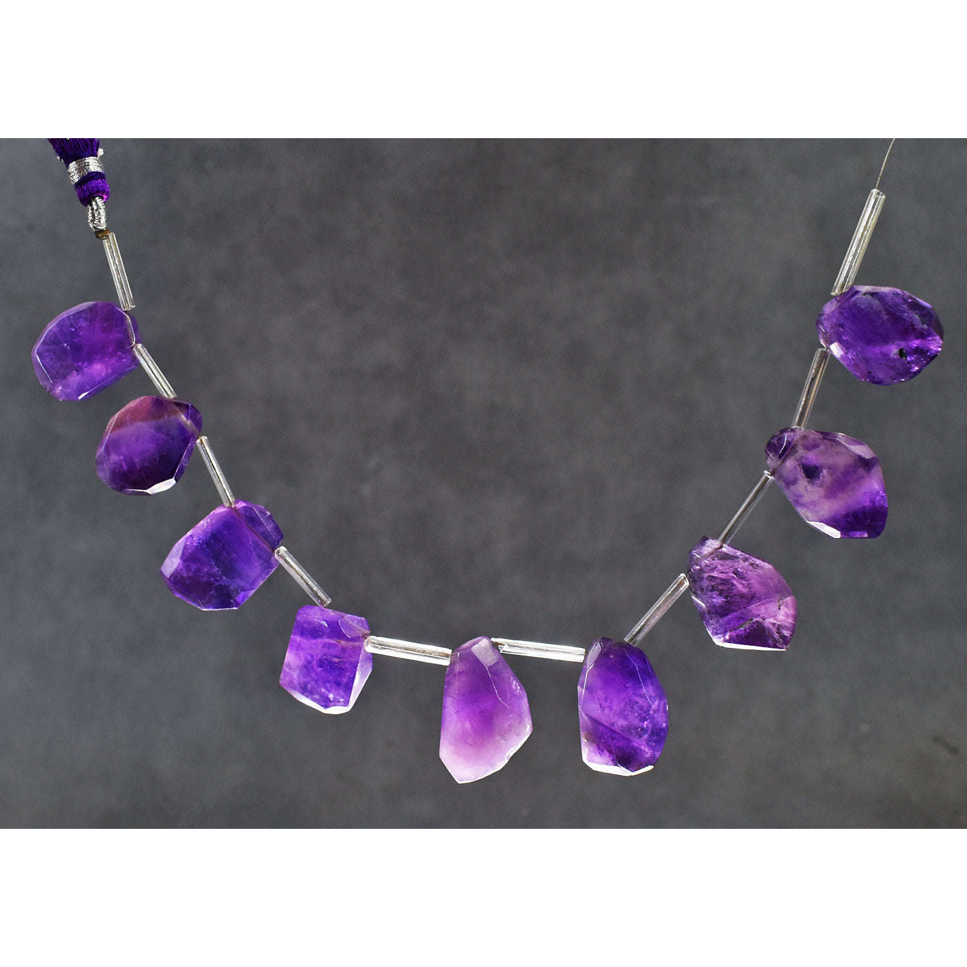 gemsmore:Natural 143 Carats 08 Inches Genuine Amethyst Beads Strand