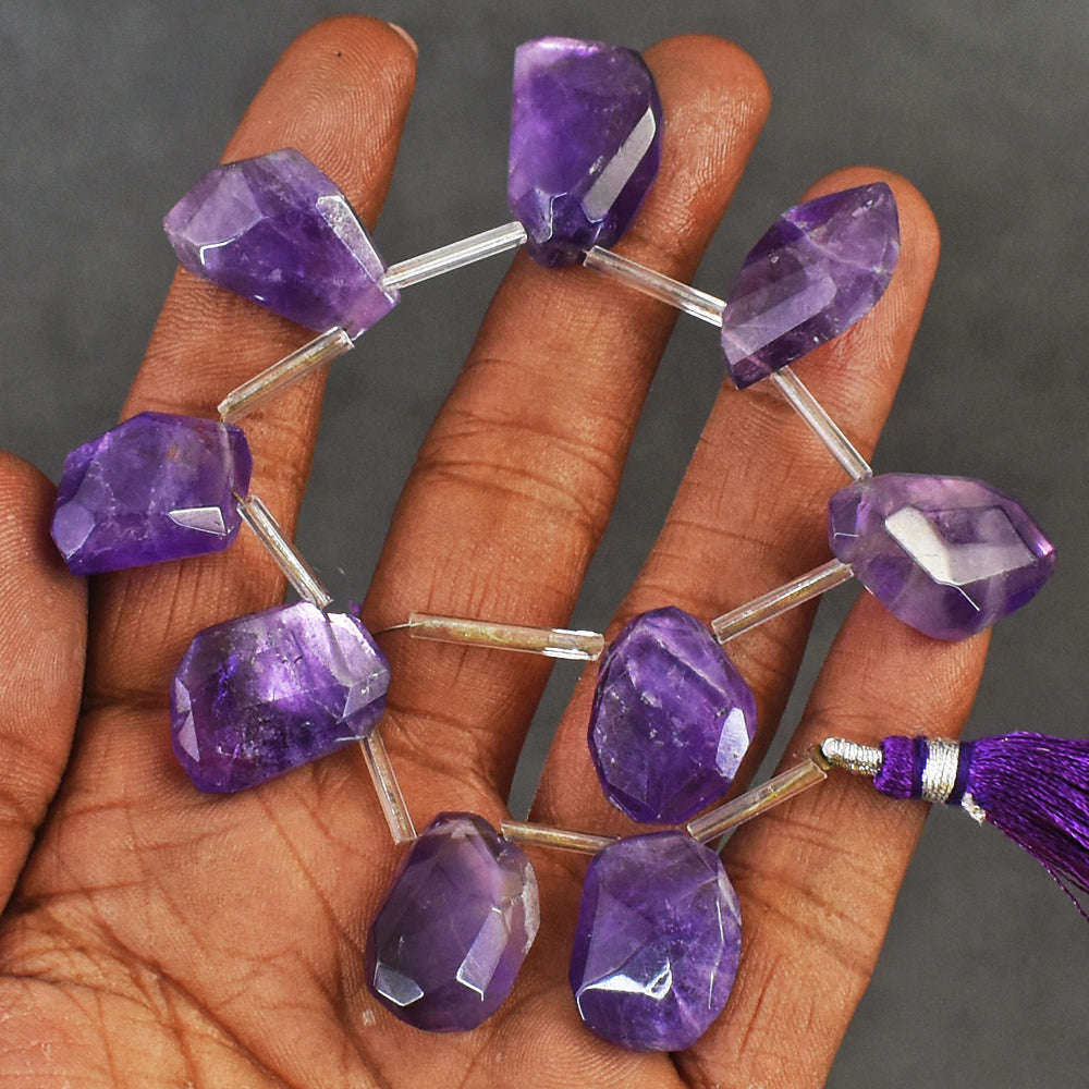 gemsmore:Natural 143 Carats 08 Inches Genuine Amethyst Beads Strand