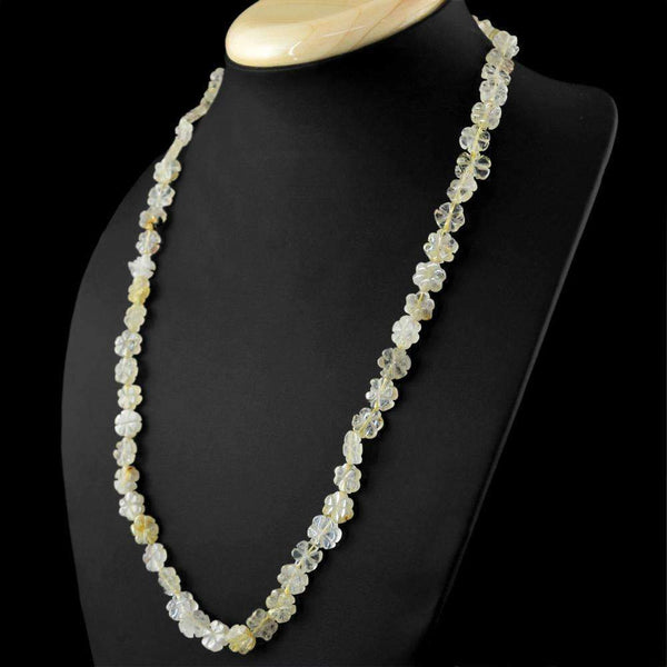 gemsmore:Natural 20 Inches Long Rutile Quartz Beads Necklace
