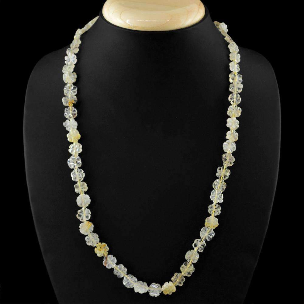 gemsmore:Natural 20 Inches Long Rutile Quartz Beads Necklace