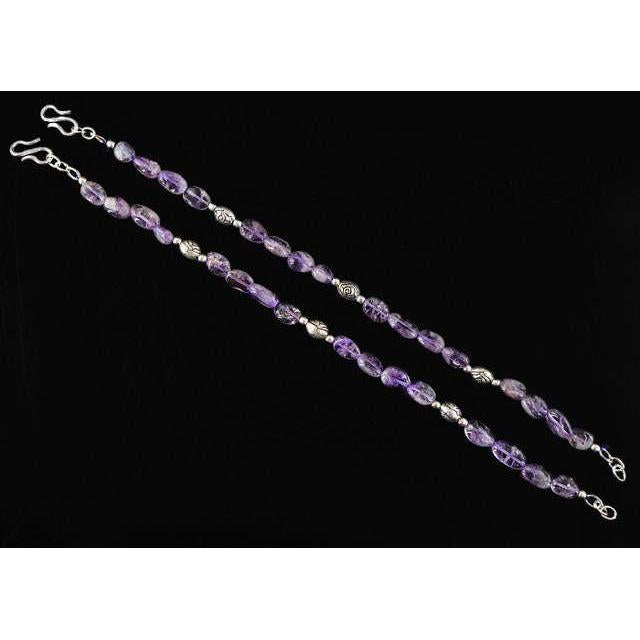 gemsmore:Natural 21.33 Gms Purple Amethyst Designer Beads Anklet