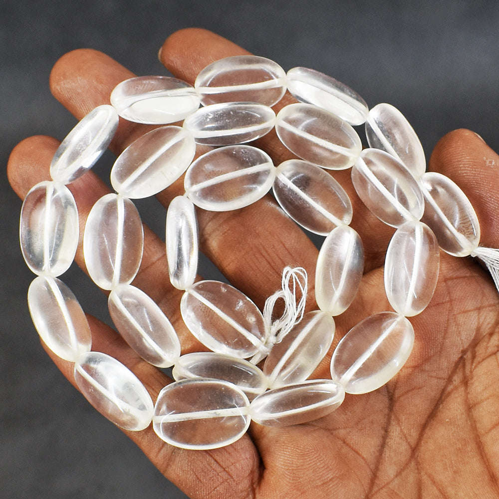 gemsmore:Natural 296 Carats 18 Inches Genuine White Quartz Beads Strand