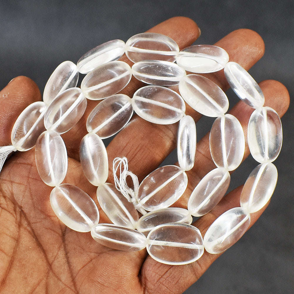 gemsmore:Natural 296 Carats 18 Inches Genuine White Quartz Beads Strand