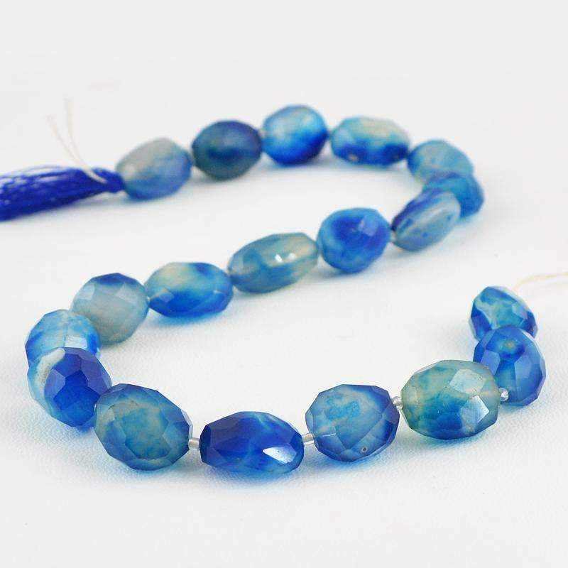 gemsmore:Natural 345.00 Cts Blue Onyx Beads Strand Faceted Drilled