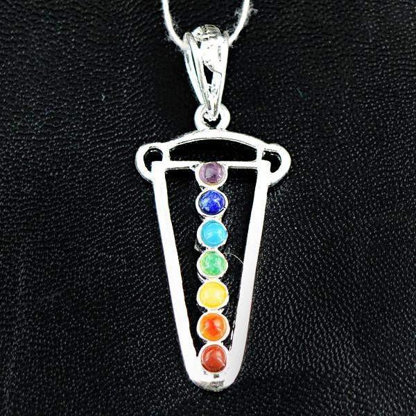 gemsmore:Natural 4.05 Gms Seven Chakra Healing Pendant