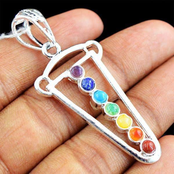 gemsmore:Natural 4.05 Gms Seven Chakra Healing Pendant