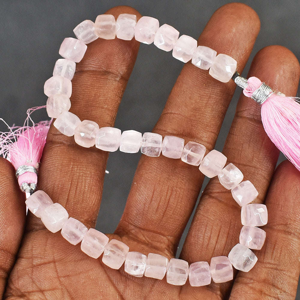 gemsmore:Natural 72 Carats Genuine Rose Quartz Beads Strand Of 09 Inches