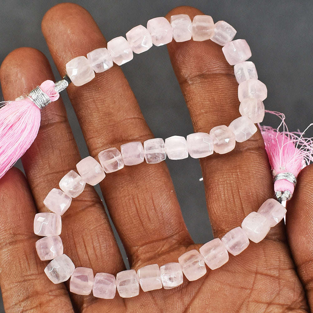 gemsmore:Natural 72 Carats Genuine Rose Quartz Beads Strand Of 09 Inches