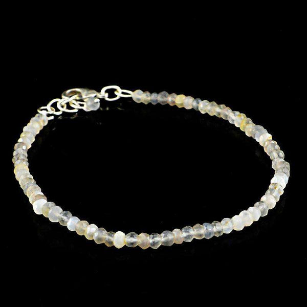 gemsmore:Natural Agate Bracelet - Round Shape Faceted Beads