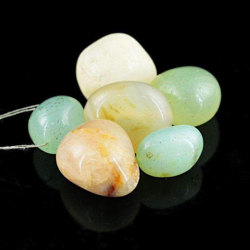 gemsmore:Natural Agate & Chalcedony Drilled Beads Lot