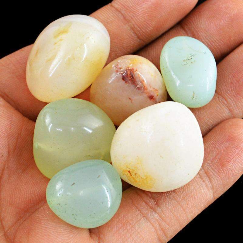 gemsmore:Natural Agate & Chalcedony Drilled Beads Lot