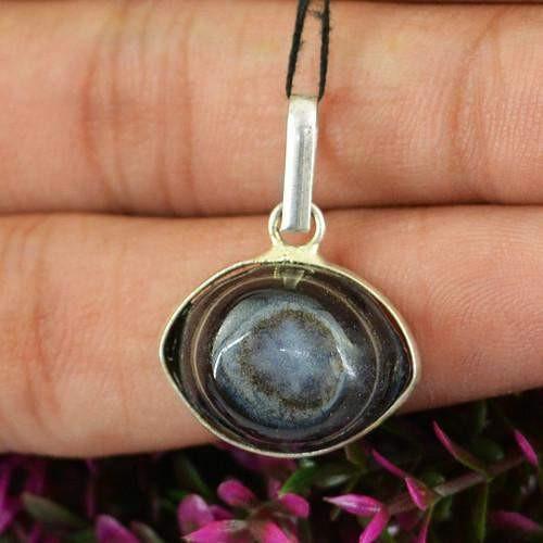 gemsmore:Natural Agate Evil Eye Unique AAA Pendant