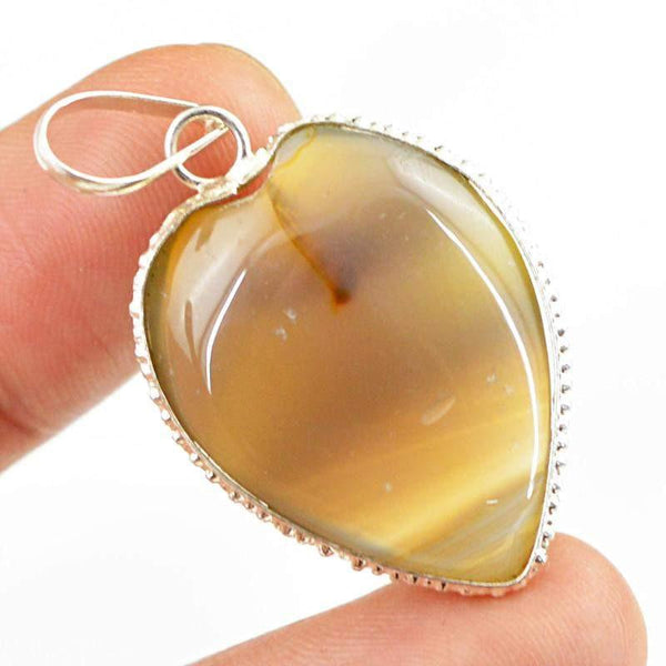 gemsmore:Natural Agate Gemstone Untreated Pendant