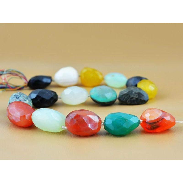 gemsmore:Natural Agate & Multicolor Onyx Faceted Beads Strand