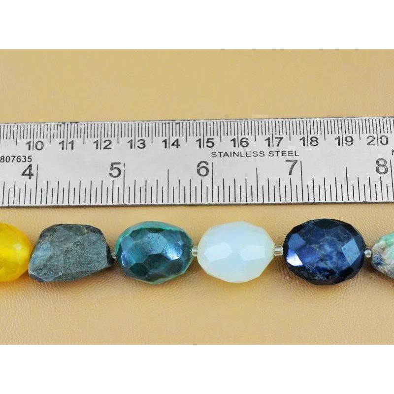 gemsmore:Natural Agate & Multicolor Onyx Faceted Beads Strand