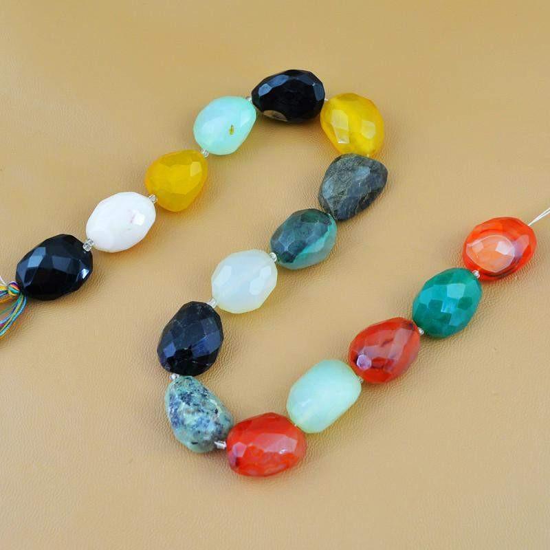 gemsmore:Natural Agate & Multicolor Onyx Faceted Beads Strand