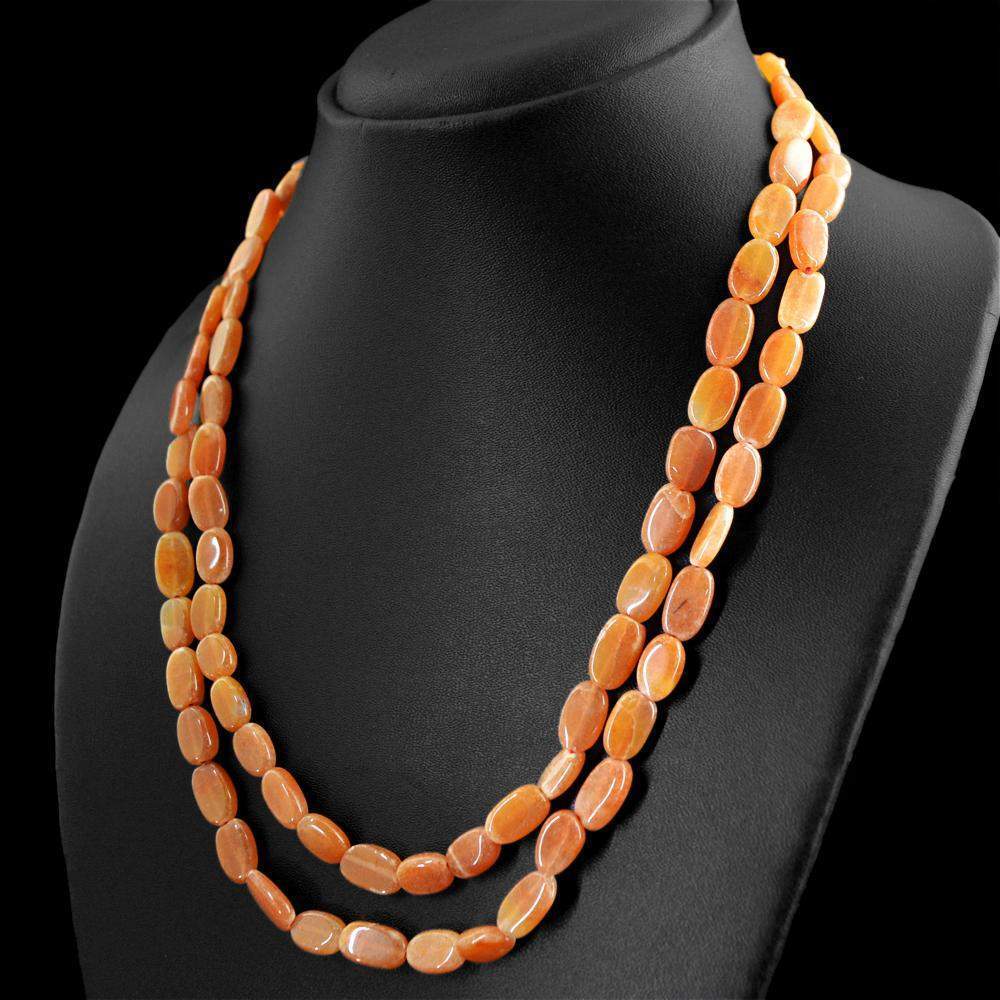 gemsmore:Natural Agate Necklace 2 Strand Oval Shape Beads