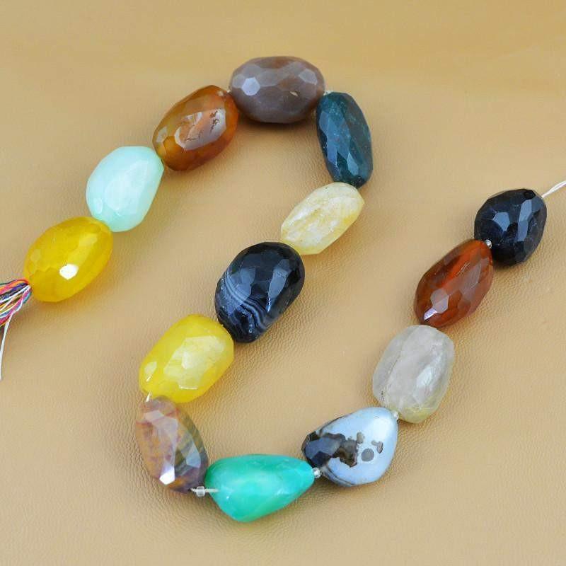 gemsmore:Natural Agate & Onyx Drilled Faceted Beads Strand