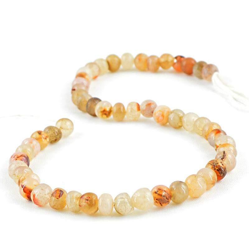 gemsmore:Natural Agate Round Shape Beads Strand