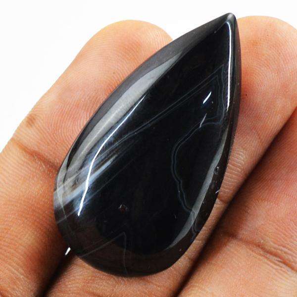 gemsmore:Natural Amazing Black Onyx Pear Shape Untreated Loose Gemstone